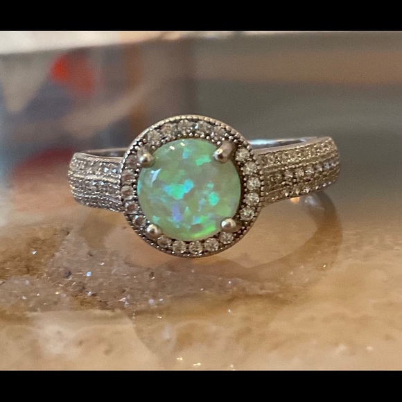 Sterling silver fire opal ring October Birthstone - Picture 7 of 7